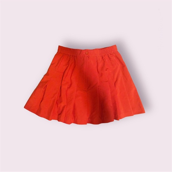 Salmon / Light Red Pleated Skirt - Picture 3 of 4